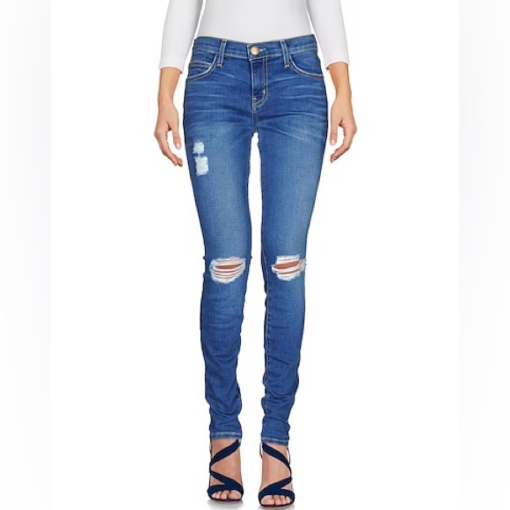 Current/Elliot Distressed Stiletto Skinny Jean in medium blue- Size 25
